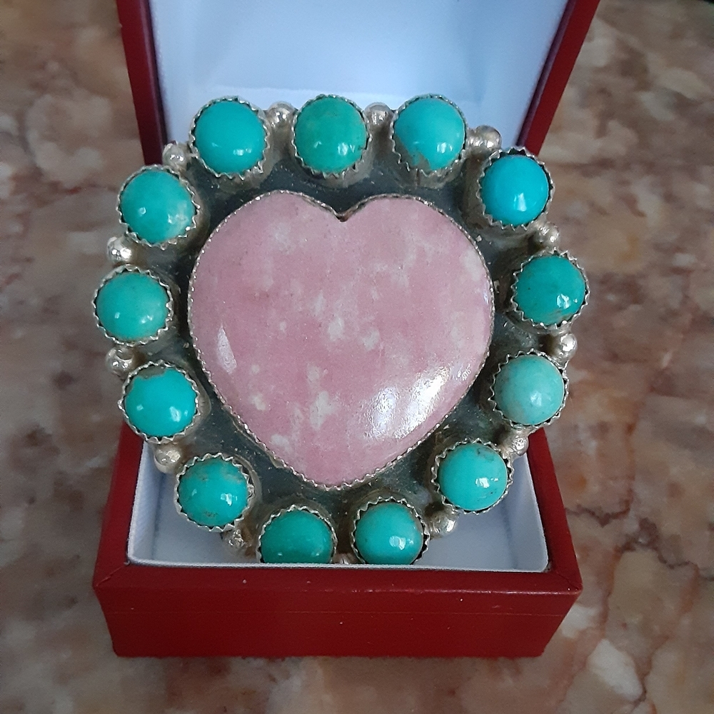 💚Native American Pink Heart Ring 7